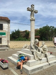 Exhausted on a Hot Day Walking the Camino